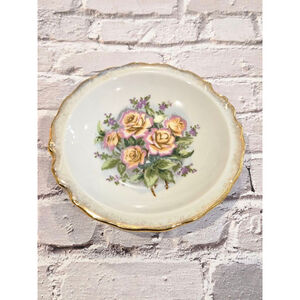 Tilso Porcelain Plate, Hand Painted, Japan, Small, White & Pink, Vintage